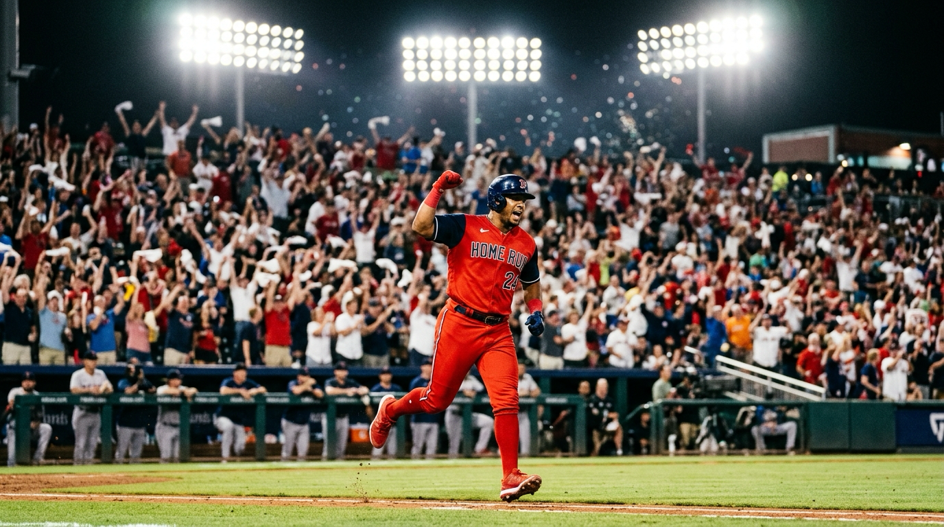 Atlanta Braves celebrating after a home run at Truist Park