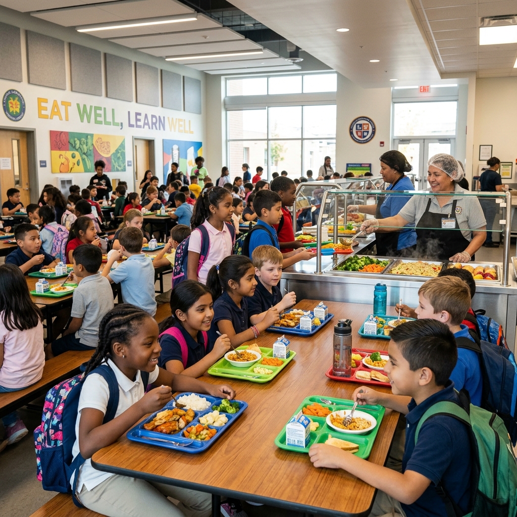 Students eating lunch in an Atlanta school cafeteria